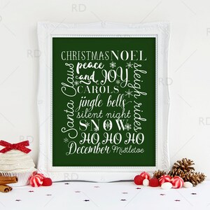 Christmas Word Art - PRINTABLE Wall Art / Christmas Typography Print ...