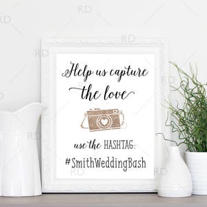 Wedding Hashtag Sign PRINTABLE Art / Custom wedding hashtag / Use your wedding colors / Hashtag Printable / Wedding Hashtag Print Sign