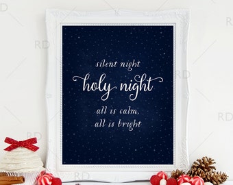 Silent Night Holy Night All is Calm All is Bright - PRINTABLE Wall Art / Christmas lyrics print / Christmas lyrics art / Silent night