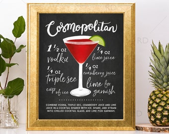 Mojito Chalkboard Cocktail With Recipe PRINTABLE Wall Art / | Etsy