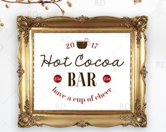 Hot Cocoa Bar Christmas PRINTABLE wall art / Christmas Wall Print / Xmas Themed Wall Decor / Christmas Hot Cocoa Wall Art / Hot Chocolate