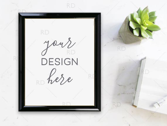 Download Succulent Frame Mockup On Marble Desk Styled Stock ...