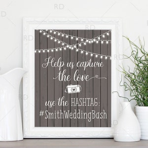 Wedding Hashtag Sign PRINTABLE Art / Custom wedding hashtag / Rustic Wedding Printable / Hashtag Printable / Wedding Hashtag Print Sign