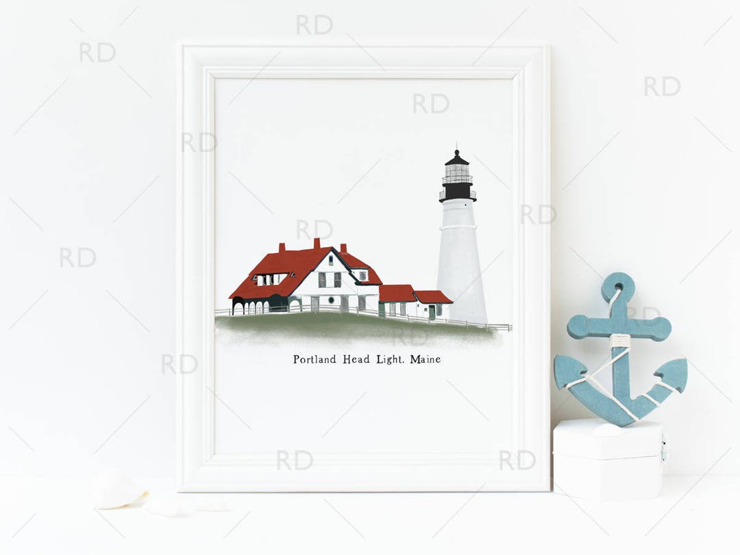 Portland Head Light Maine Lighthouse - PRINTABLE Wall Art / Nautical ...