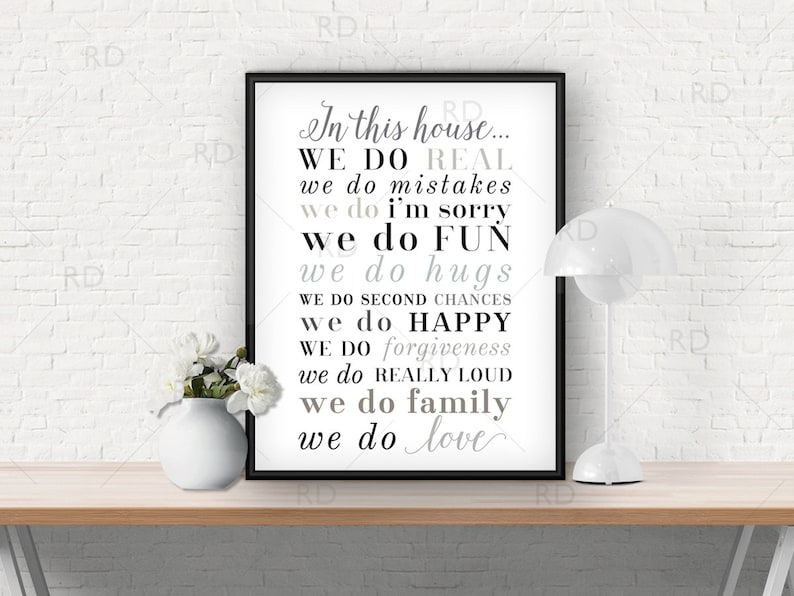 In This House We Do Real... PRINTABLE Wall Art / House Rules Etsy