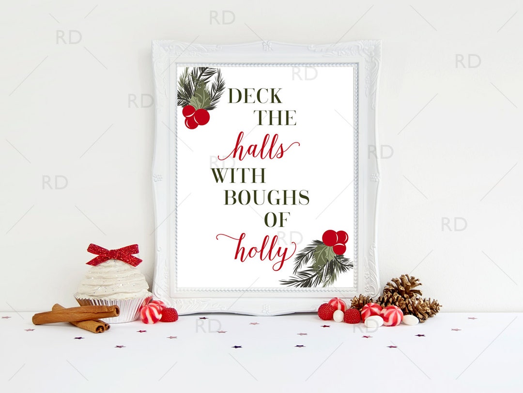 Deck the Halls With Boughs of Holly PRINTABLE Wall Art / Etsy
