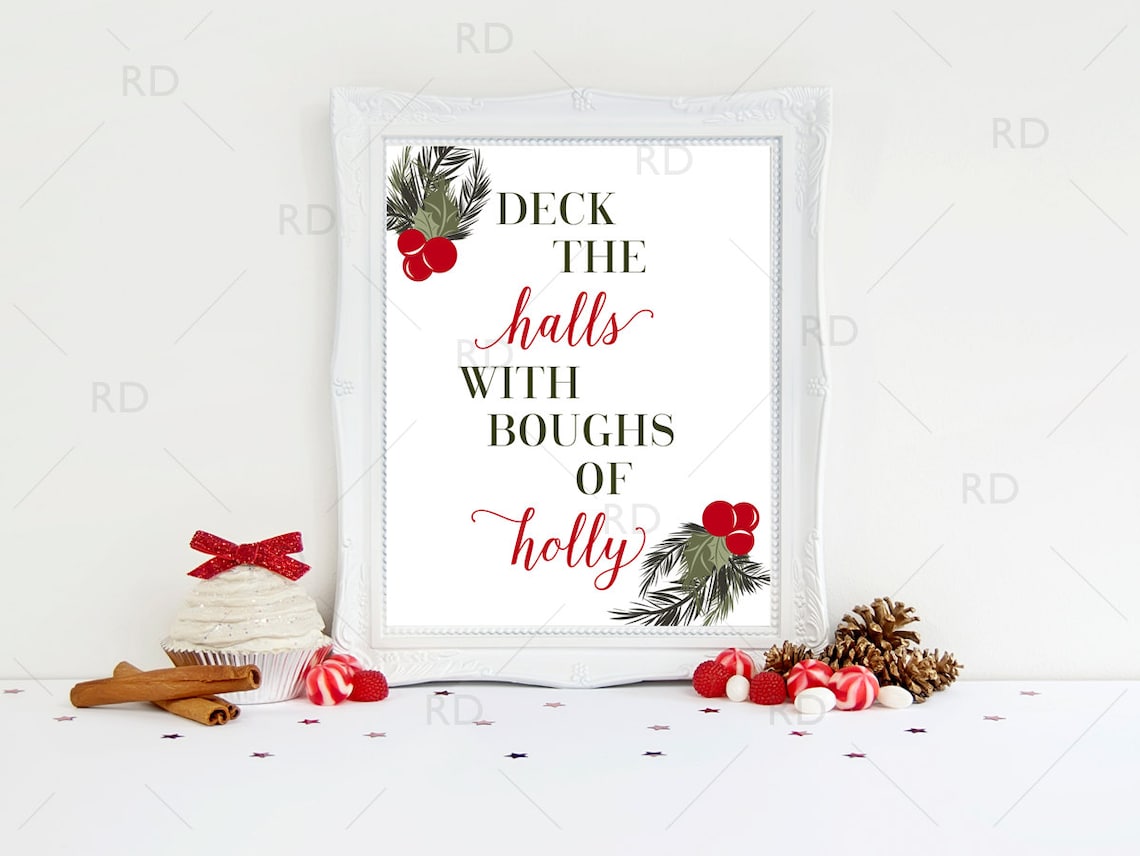 Deck the Halls With Boughs of Holly - PRINTABLE Wall Art / Christmas ...
