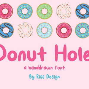 Handwritten Rounded Font - RD Donut Hole by Riss Design / Fun Fonts / Bold Font / Teacher Font / Handlettered Font / Girly Font / Pretty