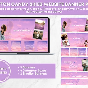 DIY Cloud-Themen-Website-Banner | 9 Web-Banner-Designs für Ihre Boutique oder Ihr Geschäft | Wordpress, Wix oder Shopify | Bearbeitbare Canva-Vorlagen