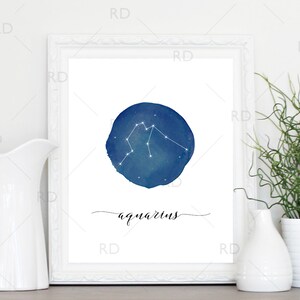 Aquarius Constellation Zodiac - PRINTABLE Wall Art / Zodiac ...