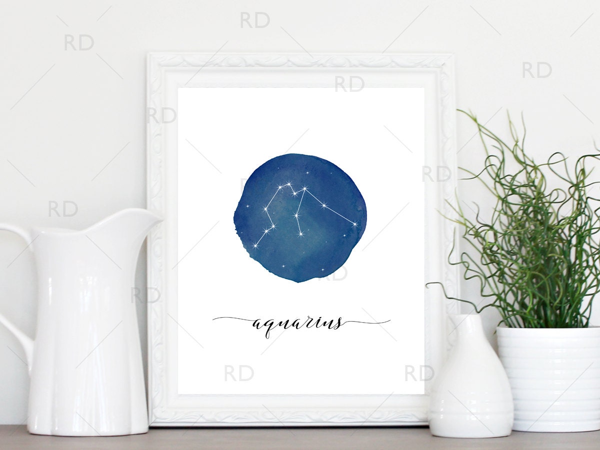 Aquarius Constellation Zodiac PRINTABLE Wall Art / Zodiac | Etsy