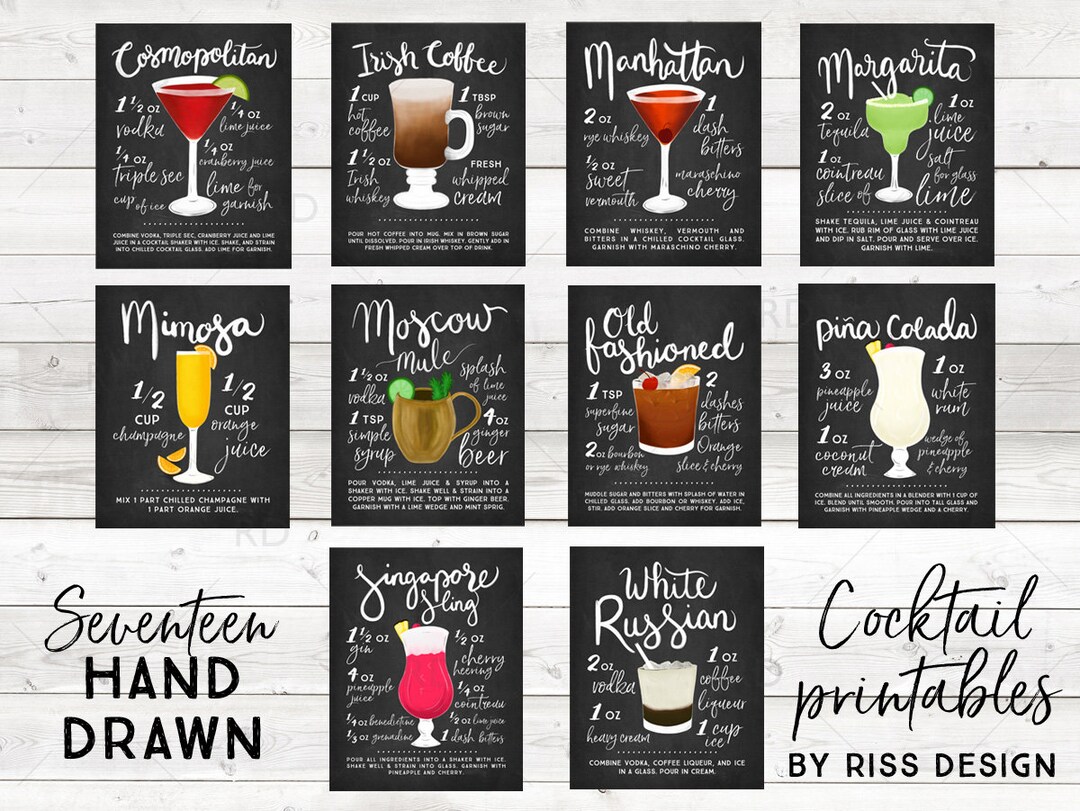 LIMITED TIME ONLY - Cocktail Chalkboard Printable Bundle Wall Art ...