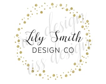 Premade Small Business Logo - Premade Etsy Business Logo / Bubble Dots Circle Watercolor Effects / Calligraphy logo for your business