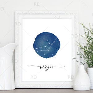 Virgo Constellation Zodiac - PRINTABLE Wall Art / Zodiac Constellation Wall Art / Zodiac Art by Month / Astrological Art Printable