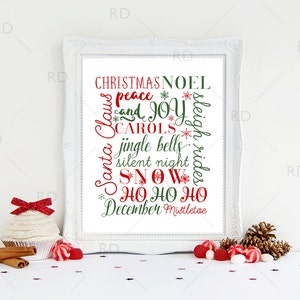 Christmas Word Art - PRINTABLE Wall Art / Christmas Typography Print ...