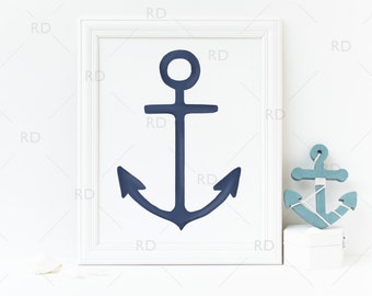 Anchor Hand Drawn - PRINTABLE Wall Art / Nautical Wall Print / Anchor pattern art print / Drawn Anchor / Nautical Art 3 for price of 1