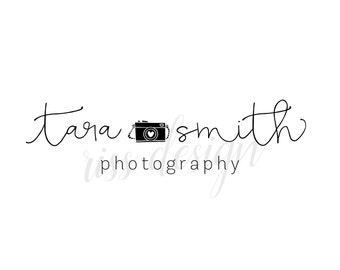 Premade Logo for Photography Business - Photography Business Logo / You choose colors / Calligraphy logo for your business with a camera