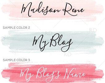 Premade Blog Header Logo - Premade Blog Logo / You Choose Custom Colors! / Calligraphy logo for your blog / Custom Blog Header / Watercolor