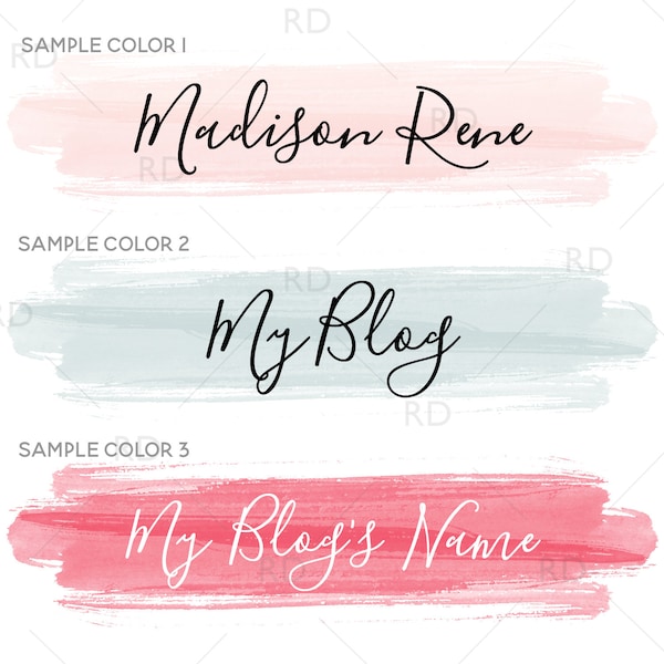 Premade Blog Header Logo - Premade Blog Logo / You Choose Custom Colors! / Calligraphy logo for your blog / Custom Blog Header / Watercolor