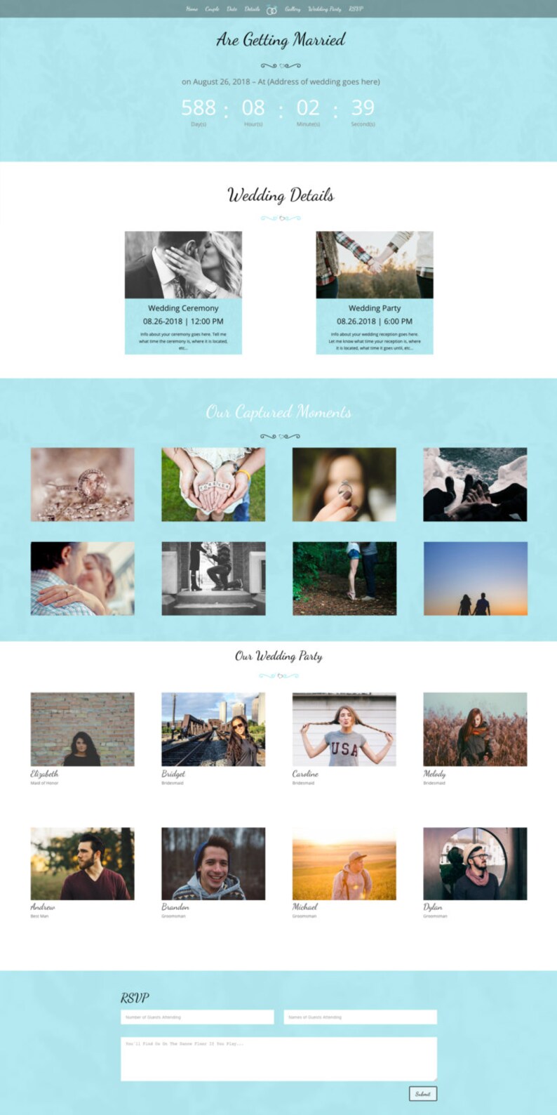 Custom Wedding Website Design / Custom Wordpress Website / Wedding Website RSVP Website / Website Design / Wedding Website Design image 3
