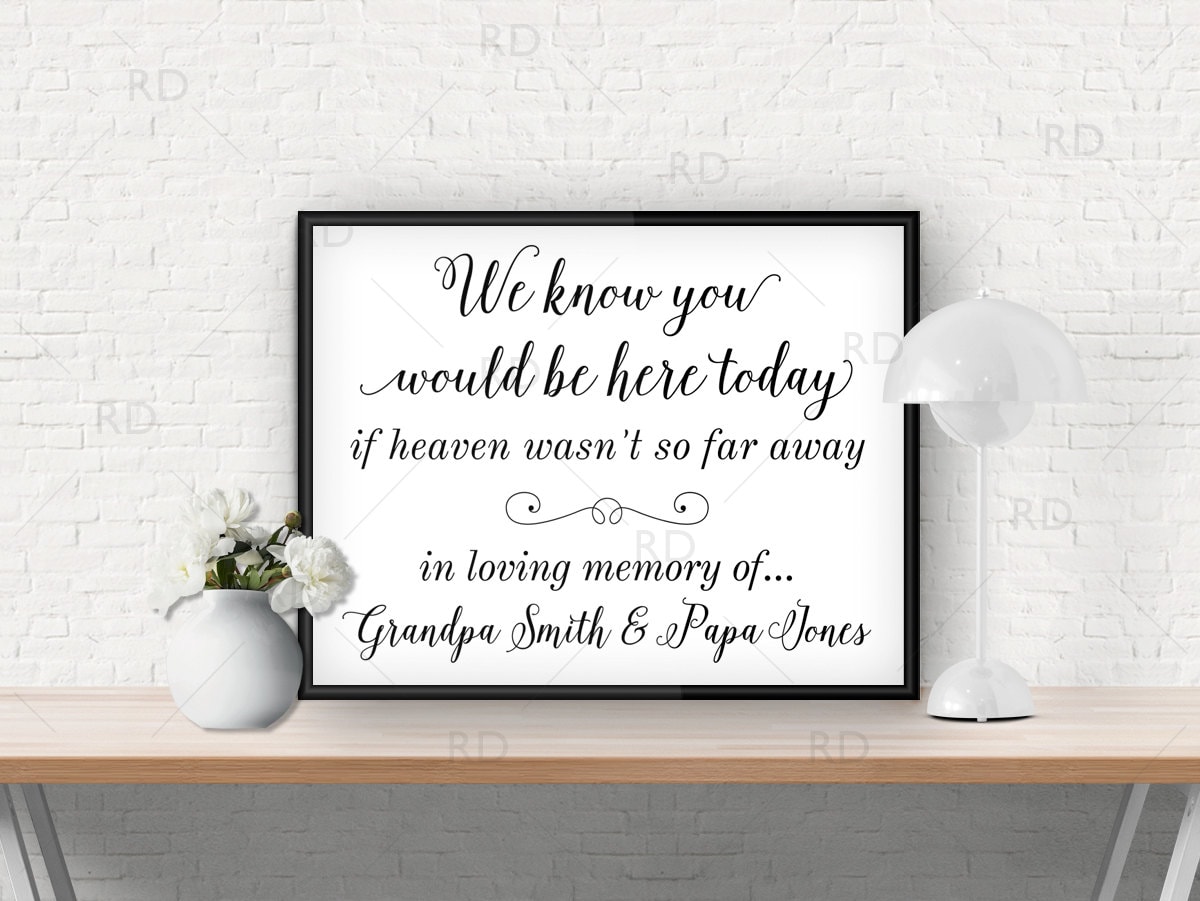 Hochzeits-Gedenkschild Aus Holz | Aufschrift 'We Know You Would Be Here Today' | 28x22 Cm Für Tischdeko