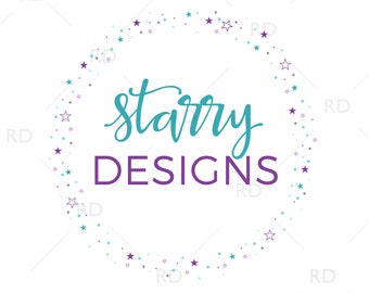 Premade Small Business Logo - Premade Etsy Business Logo / Stars Circle Premade Logo / Premade logo for business / Feminine Logo with Stars