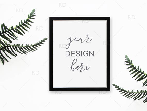 Download Tropical Leaves Frame Mockup On Desk Styled Stock Etsy