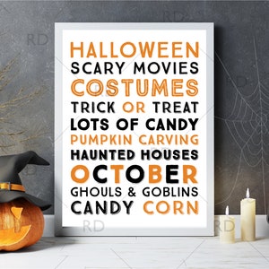 Halloween Typography Word Art - PRINTABLE Wall Art / Halloween Printable / Halloween Print / Halloween Subway Art / Autumn Printable