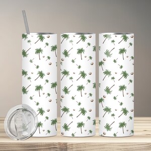 Sömlösa palmer med kokosnöttermönster / 20oz smala muggmallar i wrap-format - raka, avsmalnande och 12x12