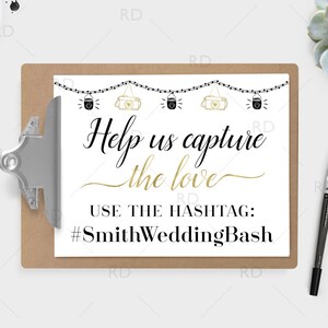 Wedding Hashtag Sign PRINTABLE Art / Use your wedding colors / Hashtag Printable / Wedding Hashtag Print Sign / Custom wedding hashtag