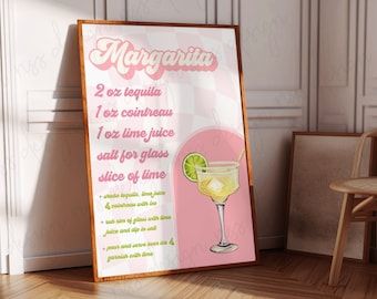 6 Retro Style Cocktails with Recipes - PRINTABLE Wall Art / Cocktails Mixed Drinks Wall Art / Retro Art / Cocktails Print / Retro Cocktails