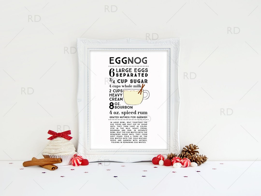 Eggnog Cocktail Recipe - PRINTABLE Wall Art / Holiday Drink Recipes ...