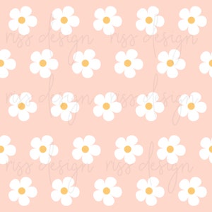 Seamless Boho Flower Pattern / Seamless Patterns / Boho Daisy Flower Seamless Background / Fun Colorful Flower Seamless Pattern image 1