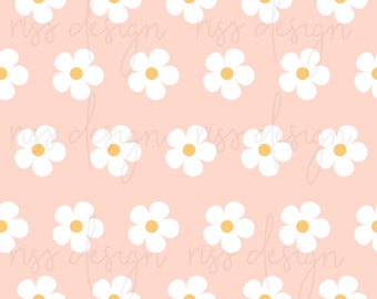 Seamless Boho Flower Pattern / Seamless Patterns / Boho Daisy Flower Seamless Background / Fun Colorful Flower Seamless Pattern