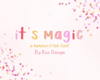 Handwritten Star Font - RD It's Magic by Riss Design / Fun Fonts / Thick Font / Teacher Font / Handlettered Font / Girly Font / Pretty Font