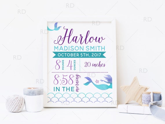 mermaid birth announcement
