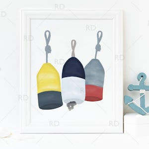 Buoys Hand Drawn - PRINTABLE Wall Art / Nautical Wall Print / Buoy pattern art print / Drawn Buoys / Nautical Art 3 for price of 1