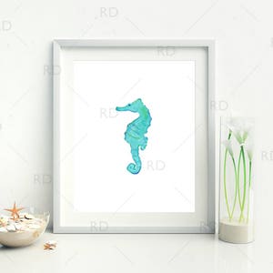 Seahorse Watercolor PRINTABLES / 2 for Price of 1 / Beach - Etsy