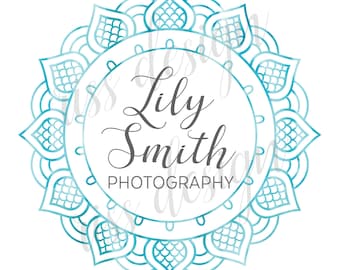 Premade Small Business Logo - Premade Etsy Business Logo / Blue Watercolor Effect OR Custom Colors / Calligraphy logo for your business