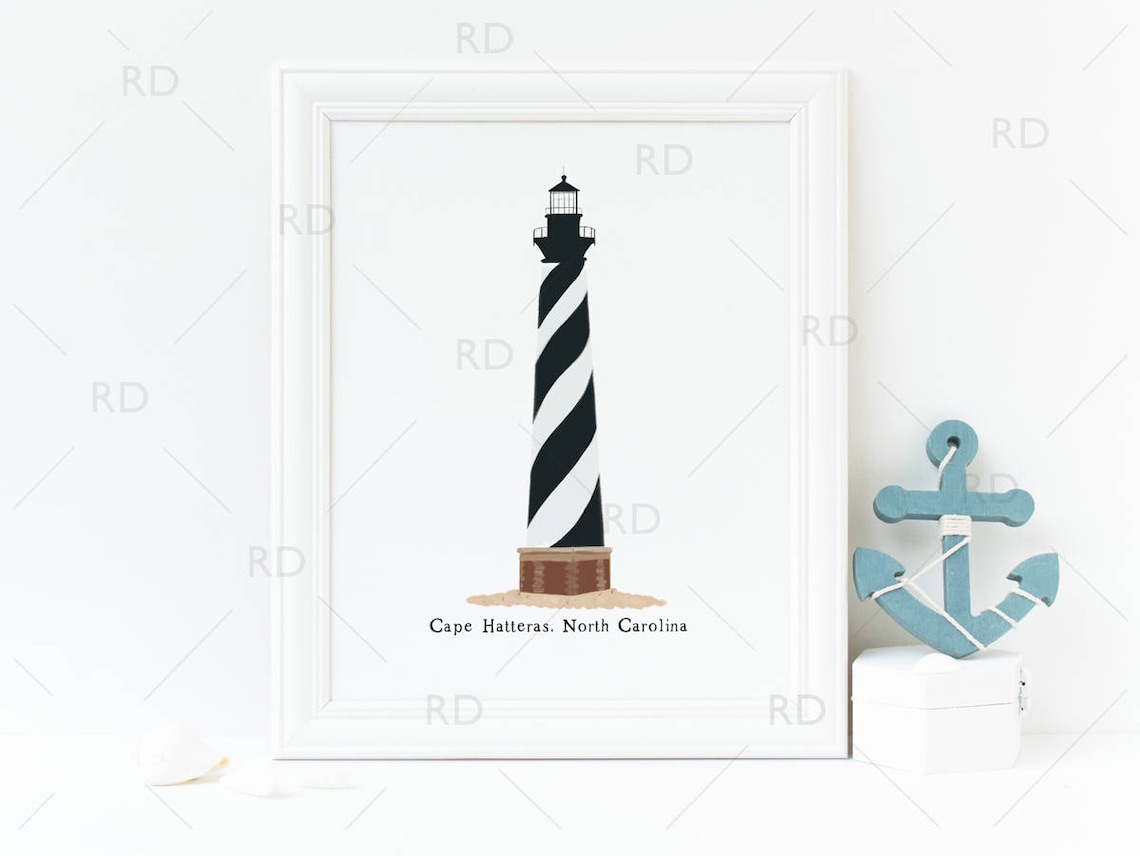 Cape Hatteras North Carolina Lighthouse PRINTABLE Wall Art / | Etsy
