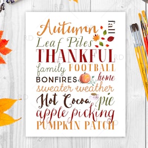 Fall Typography Word Art - PRINTABLE / Fall Subway Art / Holiday Wall Decor / Autumn Subway Art / Autumn Word Art / Fall Word Art Printable