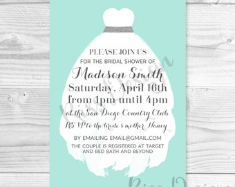 Bridal Shower Invitation with Wedding Dress PRINTABLE / Wedding Shower Invitation / Bridal Invitation / Rustic / Vintage Bridal Invite