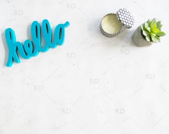 Styled Desk Mockup / Styled Stock Photography / Mockup / Styled Photo for Blog or Website / Feminine Desk Mockup / Marble Desk / Blue Green
