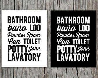 Bathroom Typography Printable - 2 for price of 1! Bathroom decor / bathroom art
