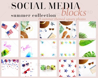 Styled Stock Photography Squares for Social Media Summer Collection / Styled Stock Photography / Square Stock Photo Mockups / Stock Photos