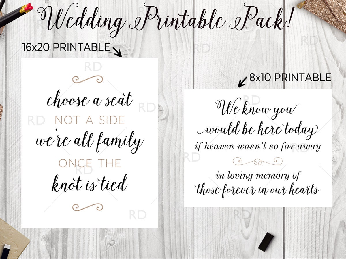 Wedding Pack of Printables BUNDLE PRINTABLE Wedding Day Art - Etsy