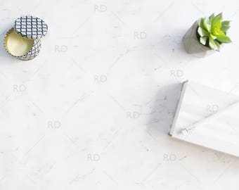 Feminine Styled Desk Mockup / Styled Stock Photography / Styled Photo for Blog Website / Desk Mockup / Marble Desk / Succulent & Candle