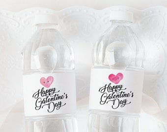 Galentine's Day Water Bottle Label - PRINTABLE 2x8.5" strips to wrap around water bottles. Happy Galentine's Day instant download.