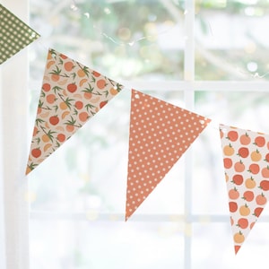 Peach Printable Banner - peach party decorations, sweet as a peach, peach birthday, printable bunting, peach and green, baby shower, bridal