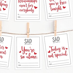 Lustige Singles Awareness Day Valentines - DRUCKBARE A2 4.25x5.5 "Karten, SAD, sarkastische Valentinstage, sofortiger Download, Karten für einzelne Freunde